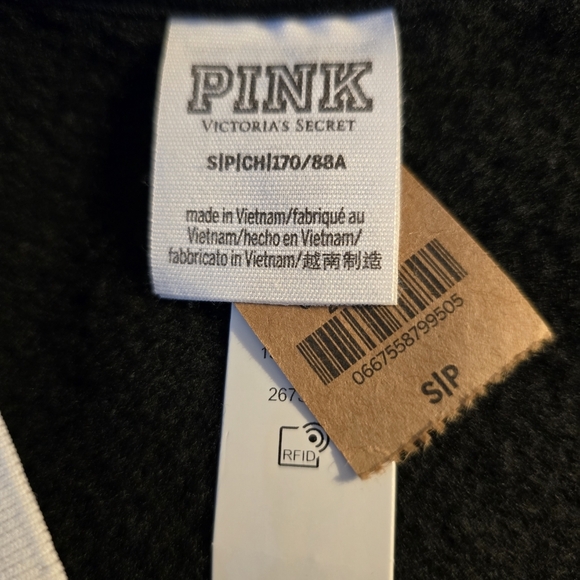 VS Pink Black V-Neck Cropped Sweatshirt Size Small - Picture 6 of 6